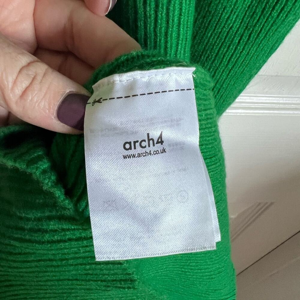 arch4 Cashmere Coco Midi Dress in Emerald Green XS stretch ribbed bodycon - Picture 12 of 16